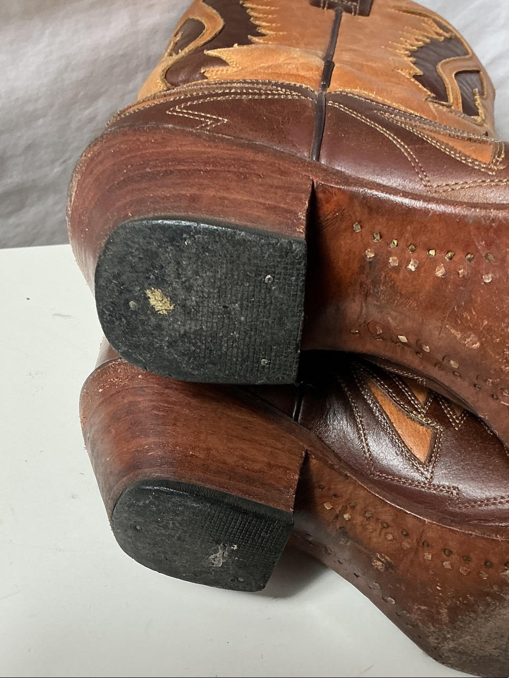 Corral Two-Tone Brown Leather Western Heeled Boots - Picture 10 of 13